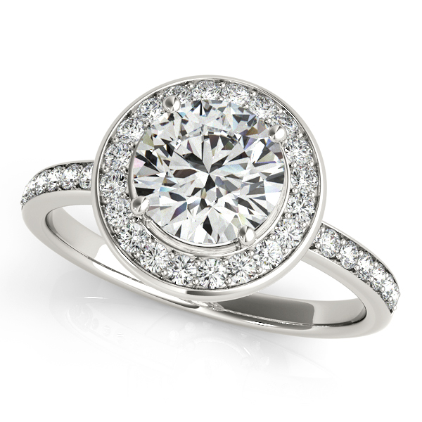 Popular Split Shank Engagement Ring with Pretty Halo