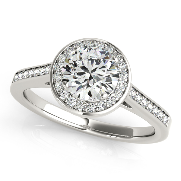 Unequaled Round Halo Engagement Ring Beautiful Accent Stones