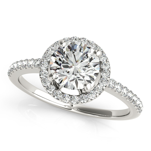 Gorgeous Halo Engagement Ring with Diamond Side Stones