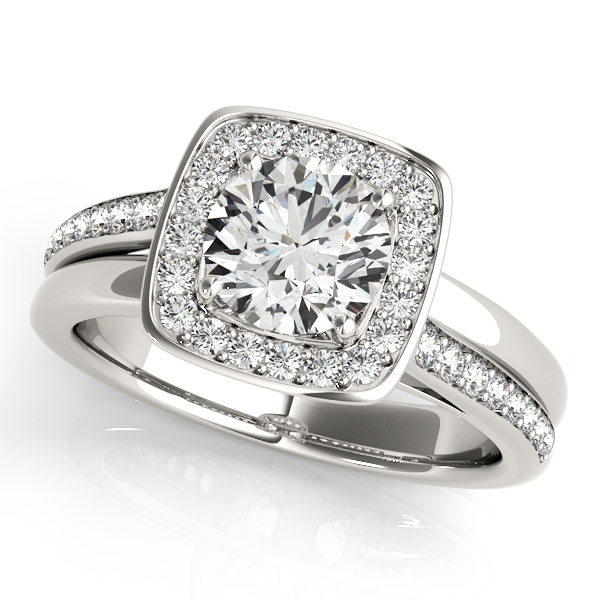 Modern Halo Engagement Ring with Split Shank & Accent Diamonds