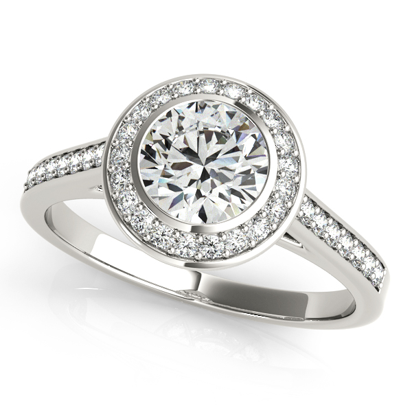 Remarkable Bezel Side Stone Halo Diamond Engagement Ring