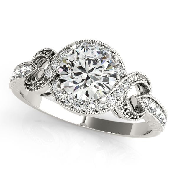 Extraordinary Infinity Halo Engagement Ring with Vintage Filigree