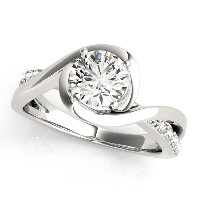 Beautiful Engagement Ring with Split Shank & Diamond Bypass