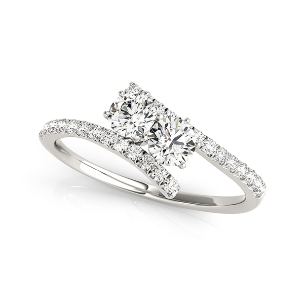 Stylish Two Stone Bypass Engagement Ring