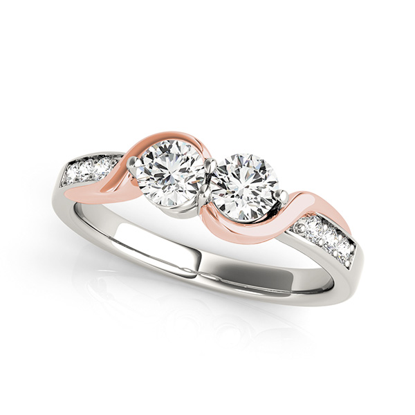 Rose & White Gold Two Stone Engagement Ring