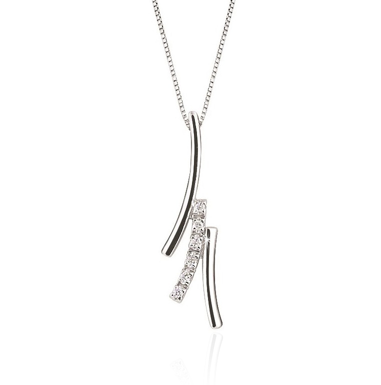 Exclusive 3-Bar Drop Diamond Necklace Made In Italy