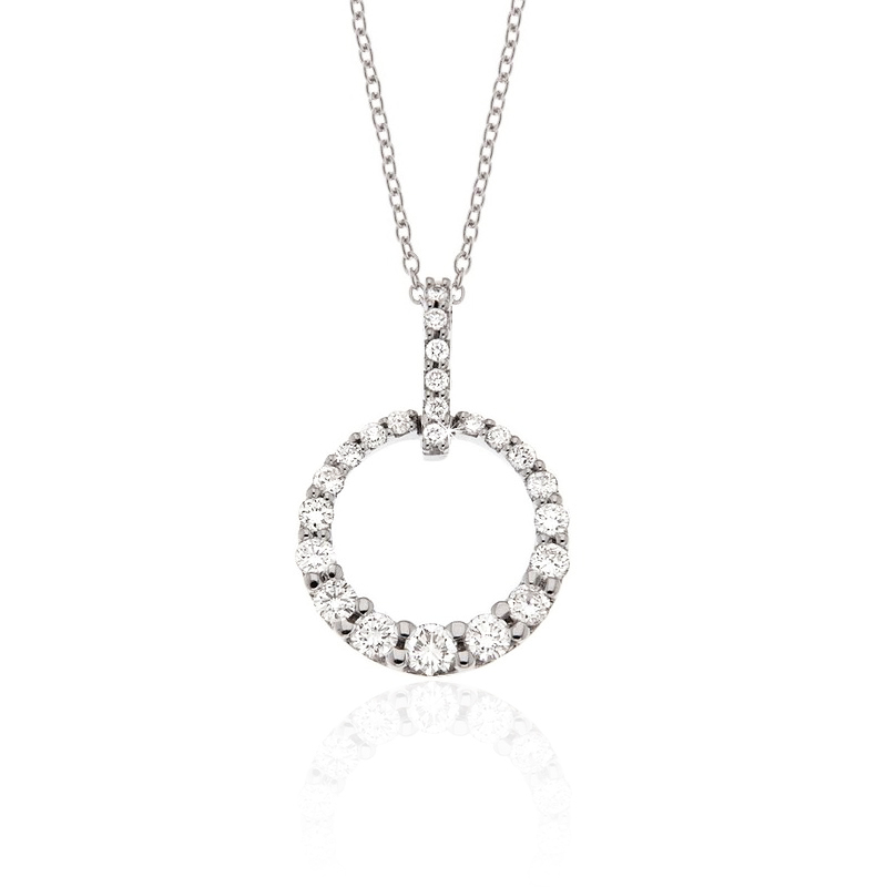 1/2 CT Diamond Circle Pendant Necklace Exclusive Italian Design
