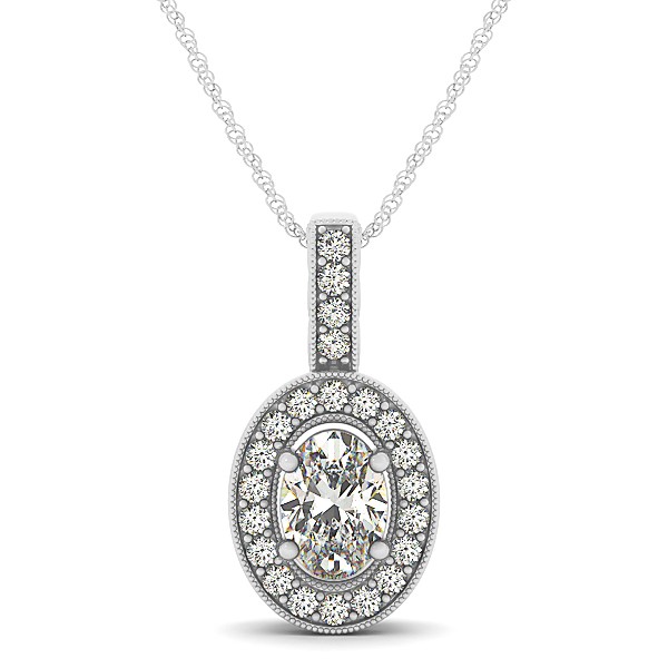 Vintage Oval Cut Diamond Pendant Necklace