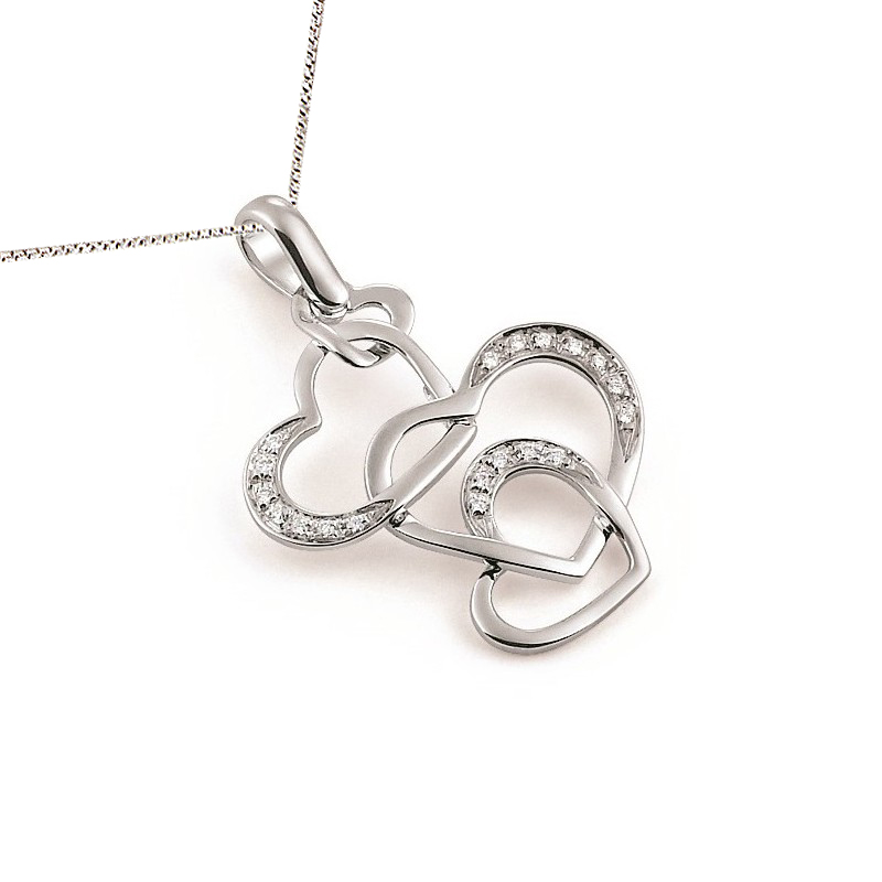 Classic Interlocking Three Hearts Gold Pendant Necklace