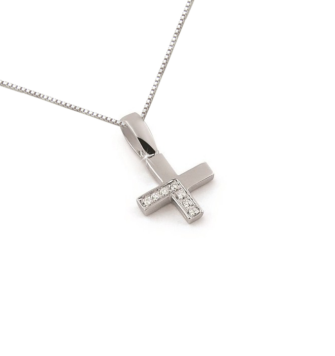 Unique Square Small Cross Necklace with Diamonds
