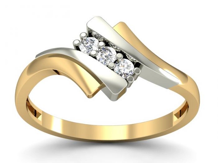 contemporary three stone engagement ring