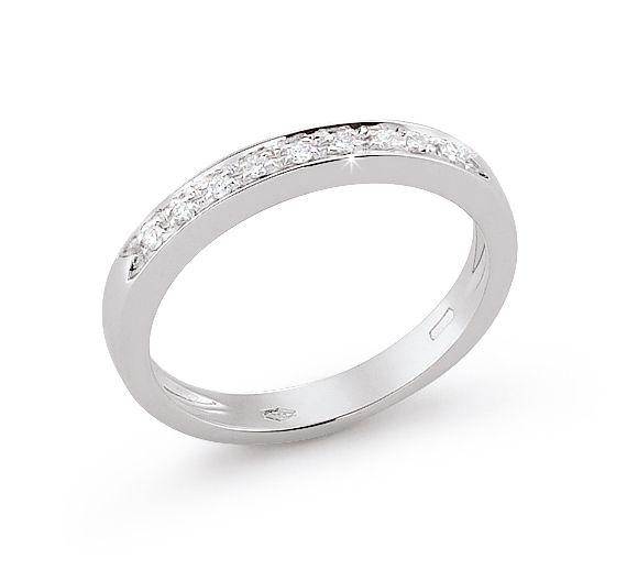 Italian Bridal Ring 0.09 Ct Diamond 18K White Gold