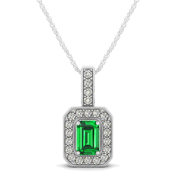Vintage Emerald Cut Emerald Pendant Necklace