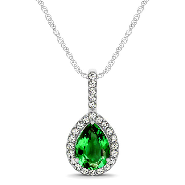 Classic Drop Necklace with Pear Cut Emerald Pendant