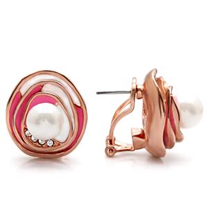 Rose Gold Plated Fashion Earrings White Synthetic Pearl