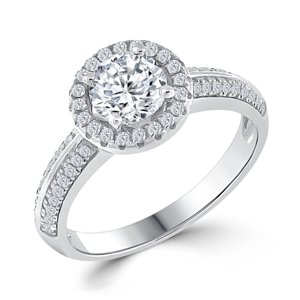 Silver Halo Engagement Ring 4.5 CT CZ
