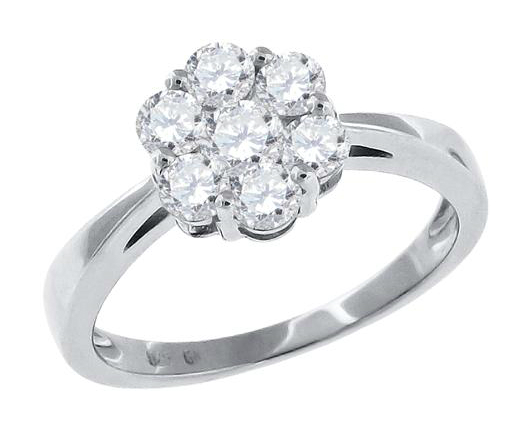 Flower Engagement Ring with 5 CT Cubic Zirconia In Sterling Silver