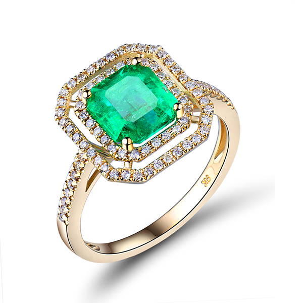 2.36 Carat Princess Emerald & Diamond Pave Engagement Ring