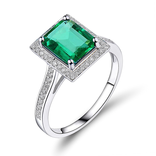 Emerald Cut 14K White Gold Diamond 1.70 CT Emerald Engagement Ring