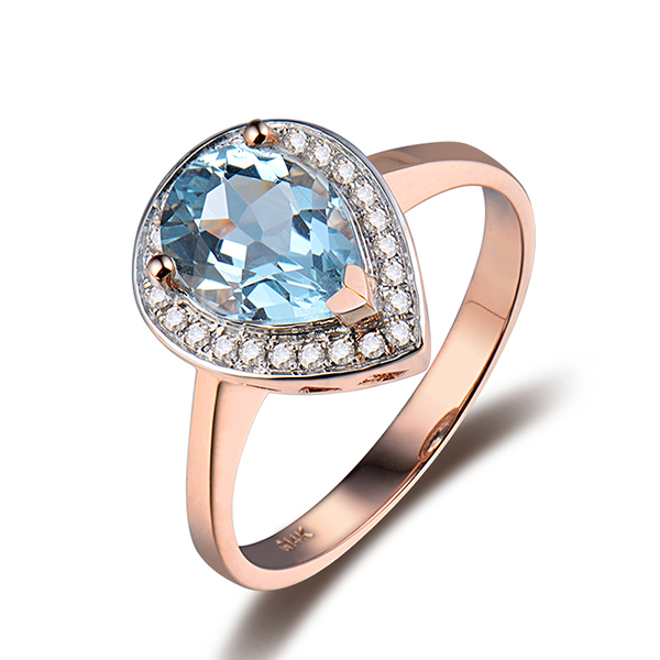 Designer 2.27 CT Pear Cut Topaz Engagement Ring in Rose Gold