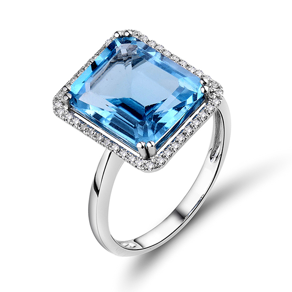 Luxury Emerald Cut 6.95 CT Topaz Diamond Engagement Ring White Gold