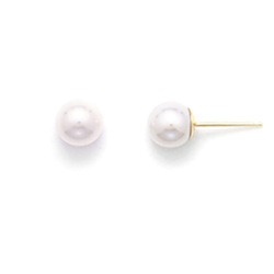 Grade AAA 5-5.5mm Cultured Akoya Pearl Earrings with 14K Yellow Gold Posts and Earring Backs