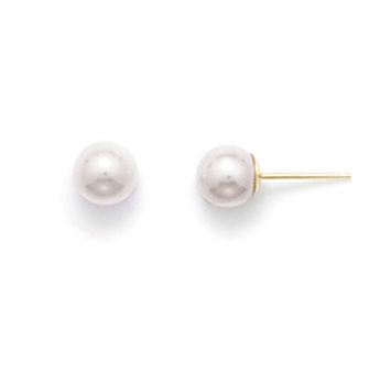 Grade AAA 5.5-6mm Cultured Akoya Pearl Earrings with 14K Yellow Gold Posts and Earring Backs