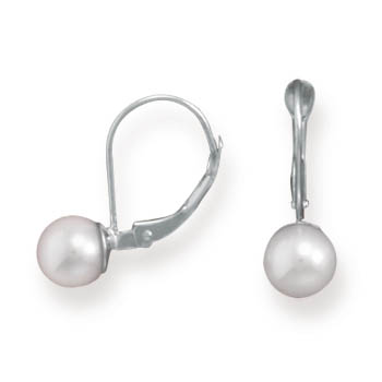 Grade AAA 6.5-7mm Cultured Akoya Pearl Earrings with White Gold Lever Cup