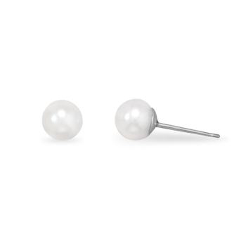 5.5-6mm Freshwater Pearl Stud Earrings with White Gold Posts and Earring Backs