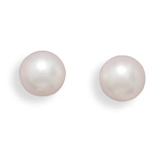 7.5-8mm Freshwater Pearl Stud Earrings with White Gold Posts and Earring Backs
