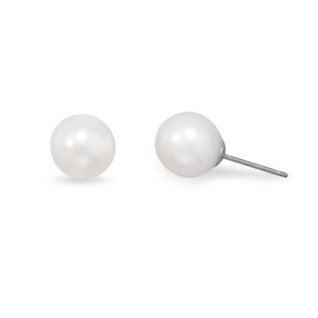 8.5-9mm Freshwater Pearl Stud Earrings with White Gold Posts and Earring Backs