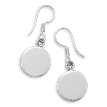 12mm Round Engravable Tag Earrings on French Wire