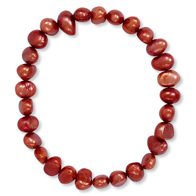 Red Cultured Freshwater Pearl Stretch Bracelet