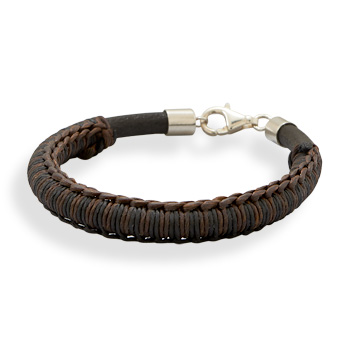 7.25" Leather and Cord Bracelet