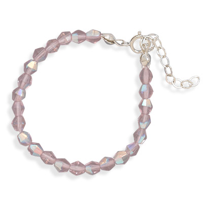 5" + 1" Extension Pink Czech Glass Bead Bracelet