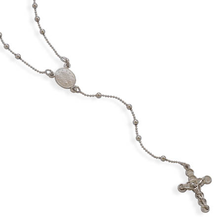 24" Rhodium Plated Rosary