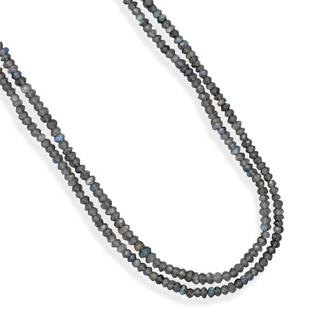 Double Strand Faceted Labradorite Bead Necklace