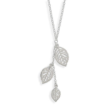 16.5" Necklace with Three Leaf Drop