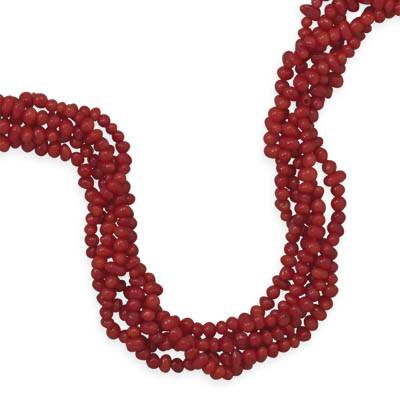 16" + 2" 5 Strand Coral Chip Necklace