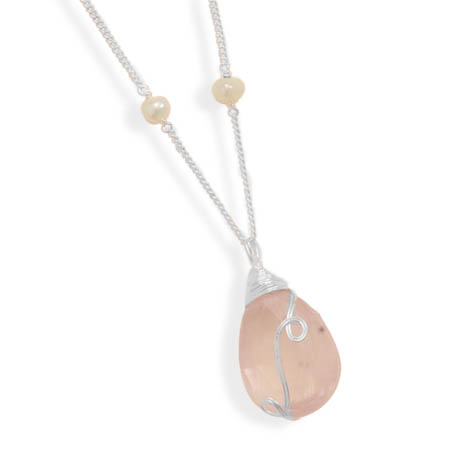 Cultured Freshwater Pearl and Quartz Necklace