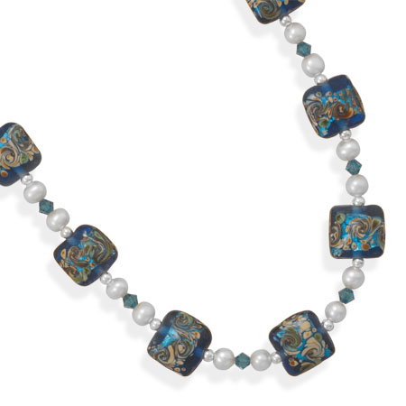 17"+2" Multicolor Glass Bead Necklace