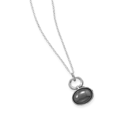 18" Necklace with Hematite Drop