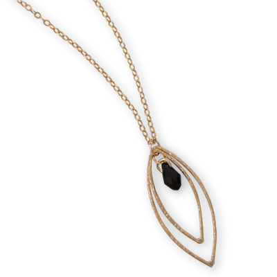 16" + 2" 12/20 Gold Filled Necklace with Black Glass Briolette Drop
