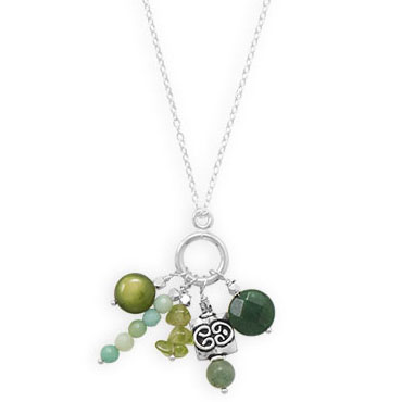 16" Handmade Shades of Green Necklace