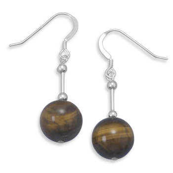 French Wire Earrings with 12mm Tiger's Eye Bead