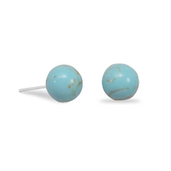 Reconstituted Turquoise Stud Earrings