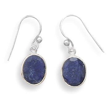 Oval Faceted Rough-Cut Sapphire Earrings