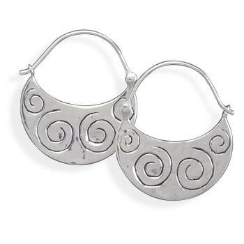 Polished Coil Design Hoop Earrings