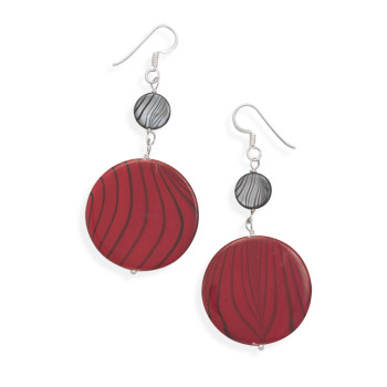 Red and Grey Shell Earrings