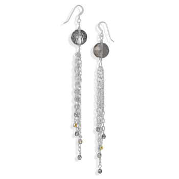 Crystal and Glass Bead Chain Drop Earrings